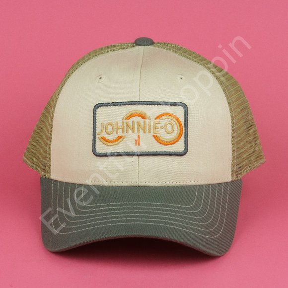 Johnnie-O Hat Mens OS Gold Snapback Mesh Trucker Logo Rolling Wave - Picture 2 of 10